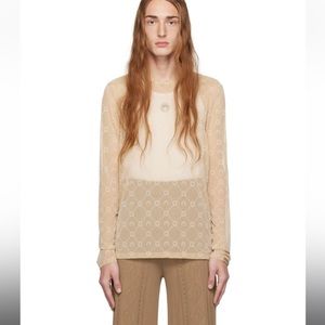 New with tags MARINE SERRE Beige Moonogram Long Sleeve T-Shirt